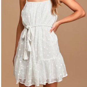 Putting it Sweetly White Embroidered Swing Dress